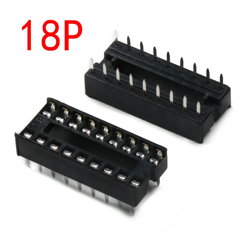 DIP IC Sockets — 6 to 28 Pin Narrow Body, Solder Type, -40°C to 85°C (5-Pack)