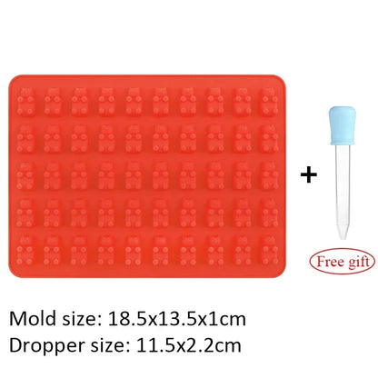 50 Grid Gummy Bear Silicone Mold with Dropper for Candy Chocolate
