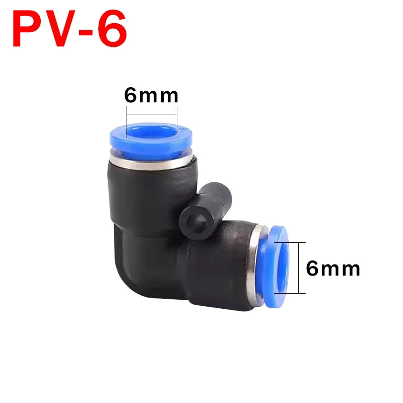 PV Elbow Pneumatic Quick Fitting 4/6/8/10/12mm Air Water Hose Push Connector Industrial Heavy Duty Leak-Proof Seal