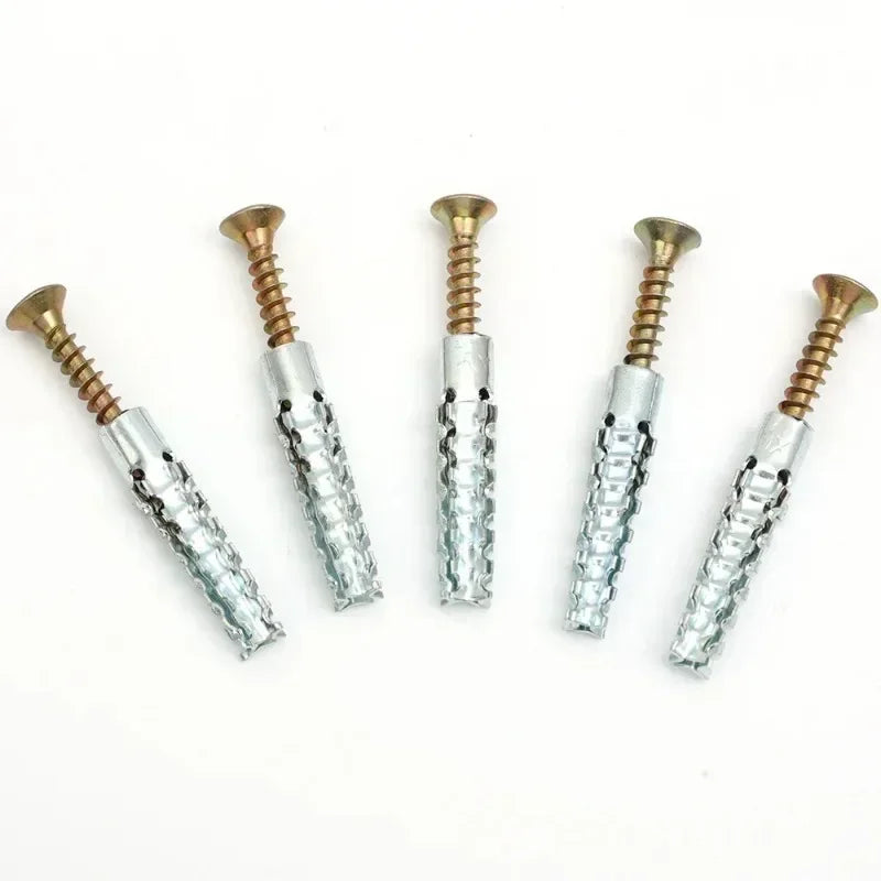 Heavy Duty Steel Wall Anchor with Screws Kit Metal Tube Expansion Self Tapping Screw Drywall Drilling Plug Fastener Bolt Anchors