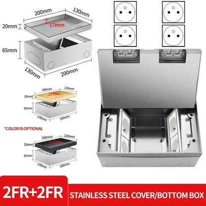 Hidden Inlaid Floor Socket Ultra-thin Design Built-in Multiple Power EU FR UN US AC Power Outlets and USB Charging Port