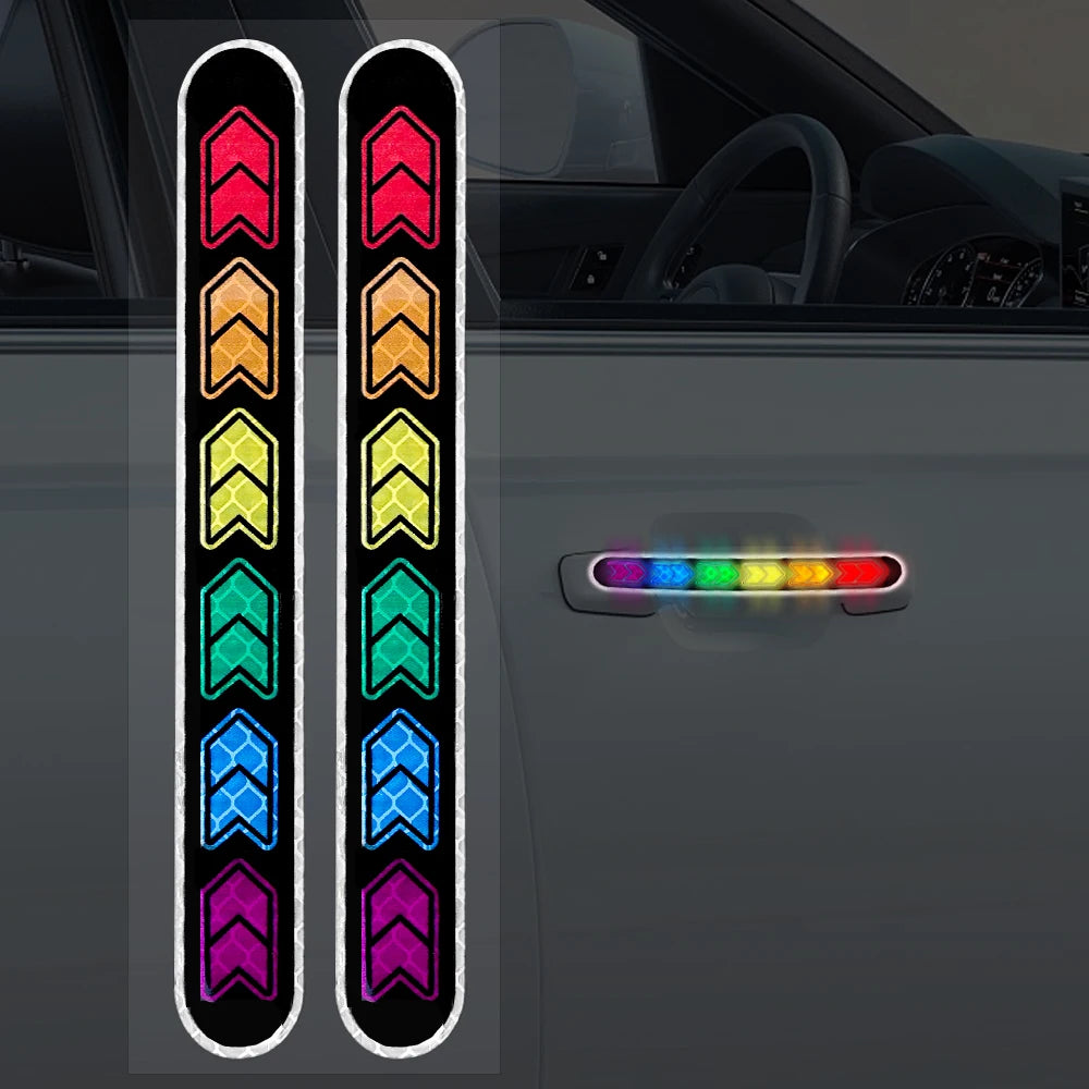 Car Reflective Mirror Safety Warning Stickers – Adhesive Reflective Tape for Auto Decor & DIY Styling (2pcs)