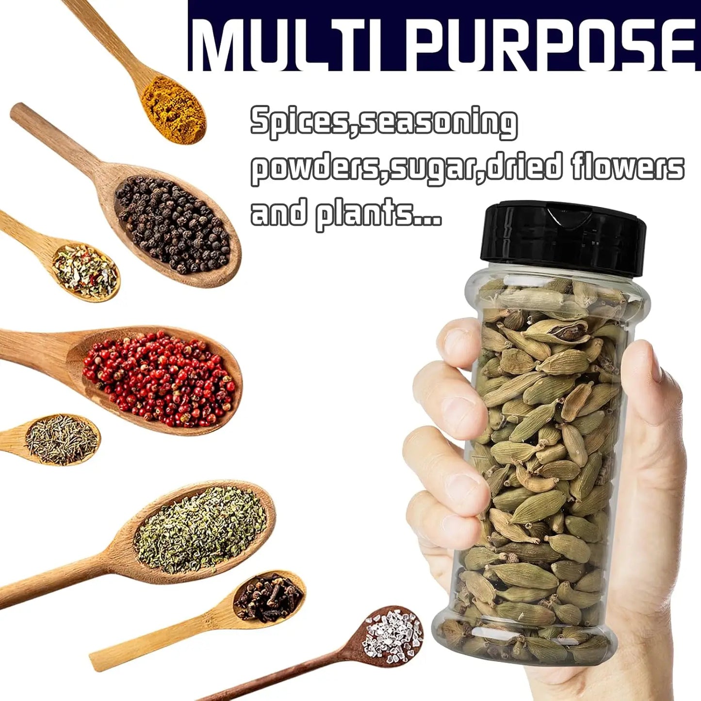 1/10Pcs Plastic Spice Jars with Shaker Lids Kitchen Empty Salt Pepper Condiment Powder Barbecue Seasoning Bottles Container