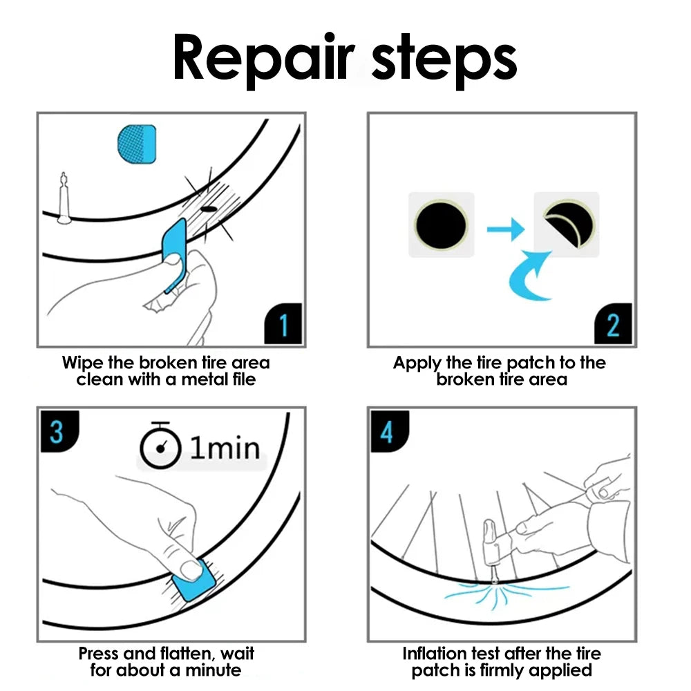 Bike Tire Repair Glue-Free Patch Quick Tyre Repair Pad