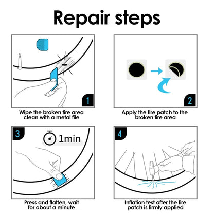 Bike Tire Repair Glue-Free Patch Quick Tyre Repair Pad