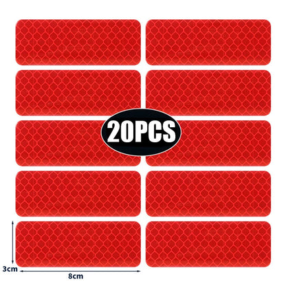 50/10pcs Car Bumper Reflective Stickers Reflective Warning Strip Tape Secure Reflector Stickers Decals Safety Warning 3*8CM