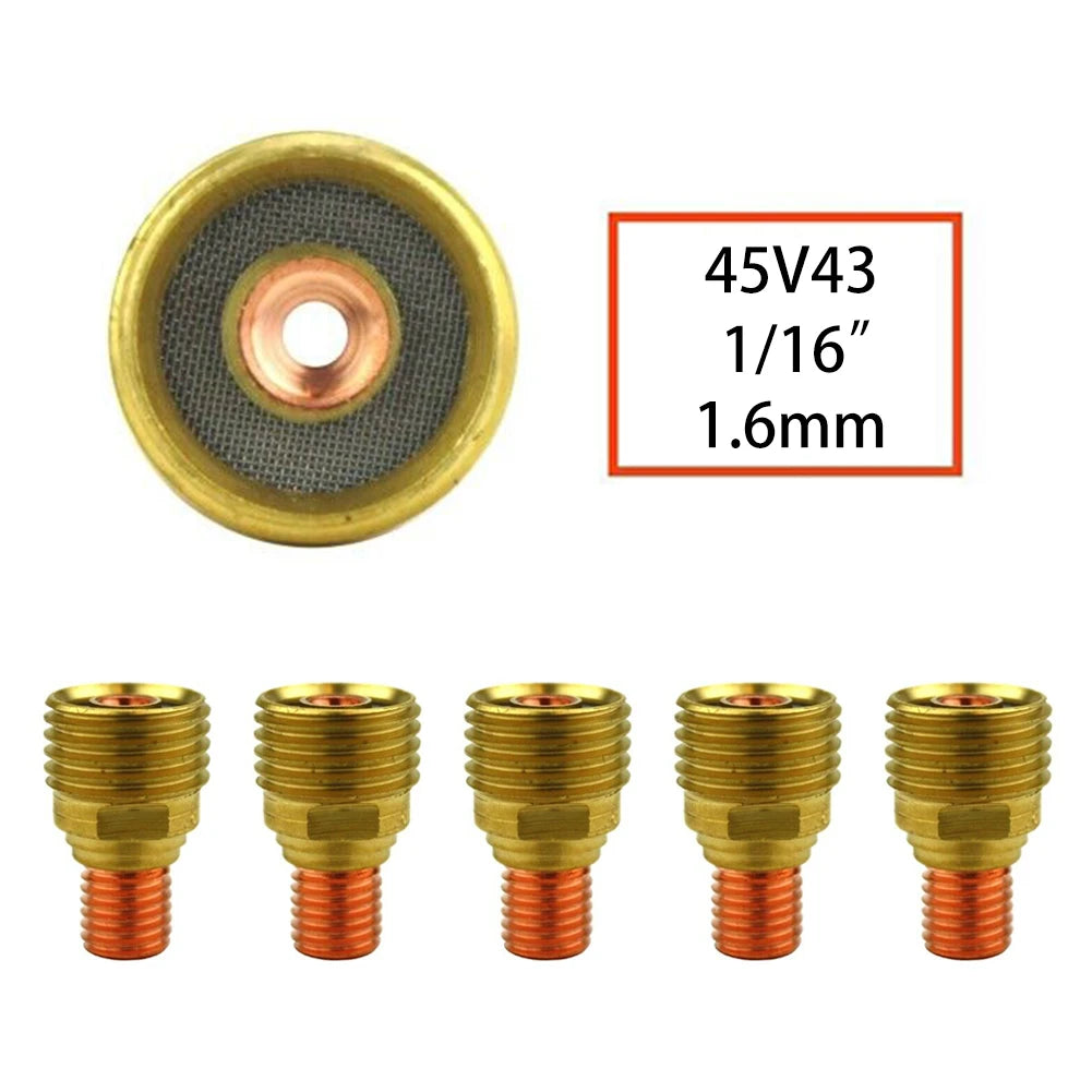 5pcs Welded Gas Lenses Collet Body For TIG Welding Torches Series 9/20/25 With Gas Lens Set-Up  0.020" 0.040" 1/16"  3/32" 1/8"