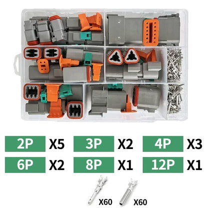 Deutsch DT Series Connector Combo Kit | DT04 / DT06 | 2–12 Pin Sealed Waterproof | 16–20AWG Terminals | Carrying Case