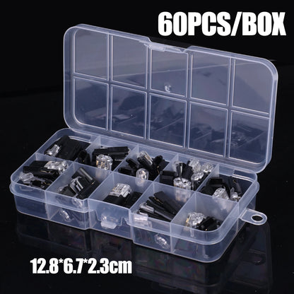 60pcs/set Waterproof Plug Wire Connector 2 Pin Way Cable Plug Car Electric Wire Snap Connectors Strip Terminal Connection Tool