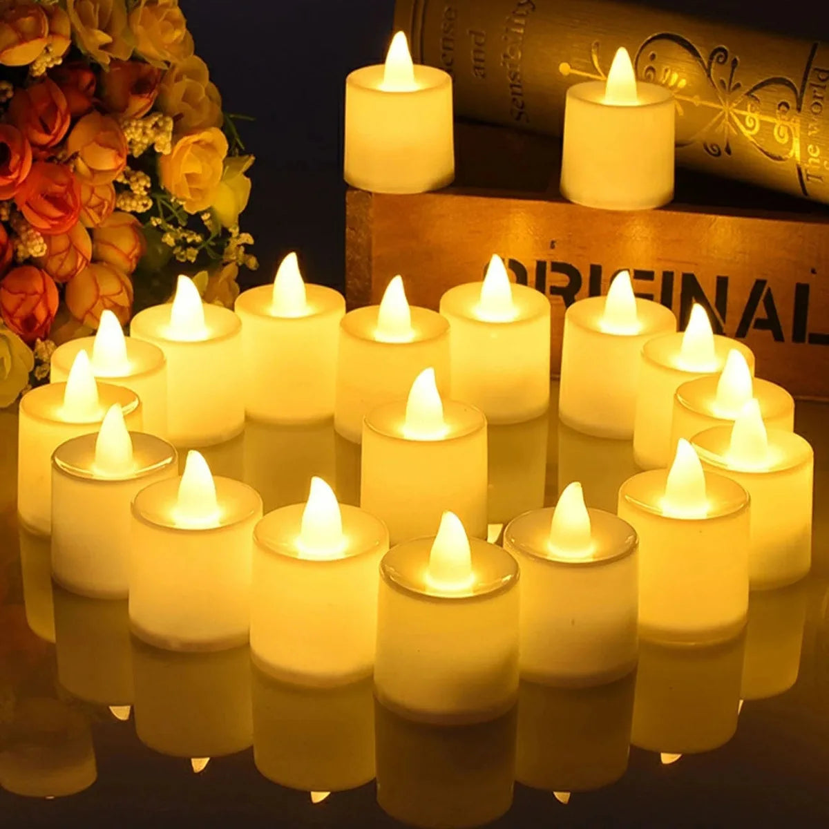 Flameless LED Tealight Tea Candles Wedding Light Lamp Romantic Candles Lights for Birthday Party Wedding Home Decorations