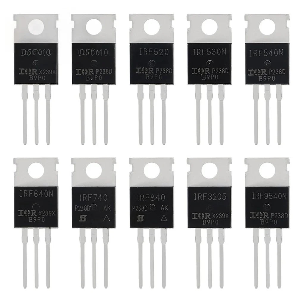 50pcs TO-220 Series MOS Transistors Kit IRFZ44N IRF510N IRF540N IRF3205 IRF9540N 55V To 500V For IRFZ44N IRF540N And IRF3205