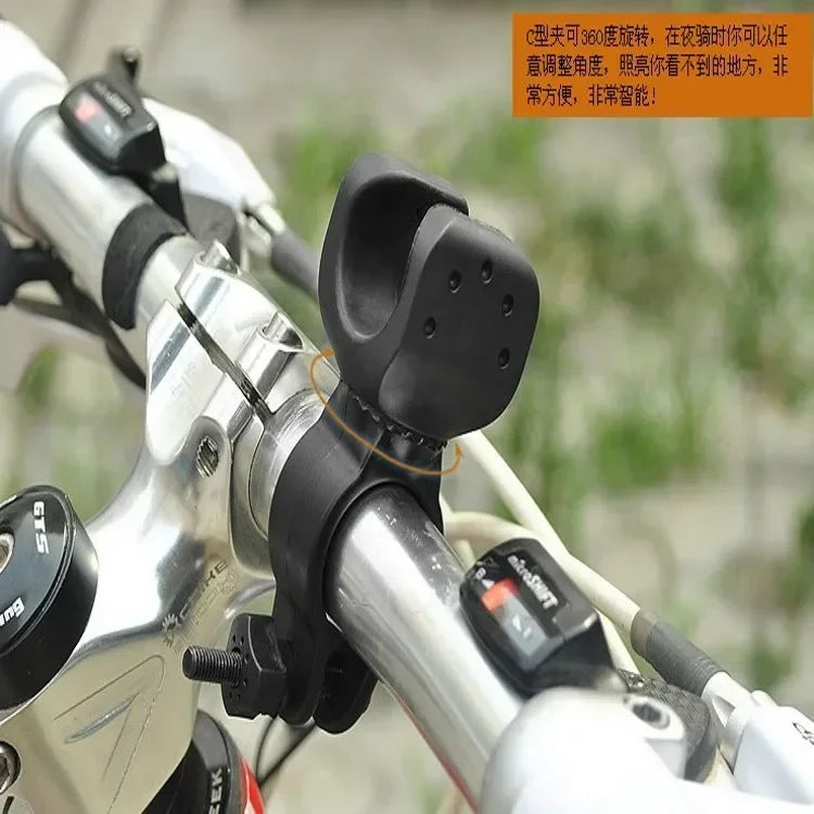 Bicycle Handlebar Flashlight Clip Holder Riding Handlebar Universal 360 Degree Rotating Bike LED Torch Mount Clamp Grip Bracket