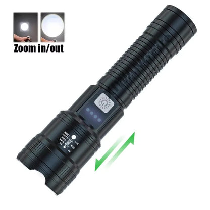 Telescopic Zoom Flashlight Rechargeable Torch Smart Display