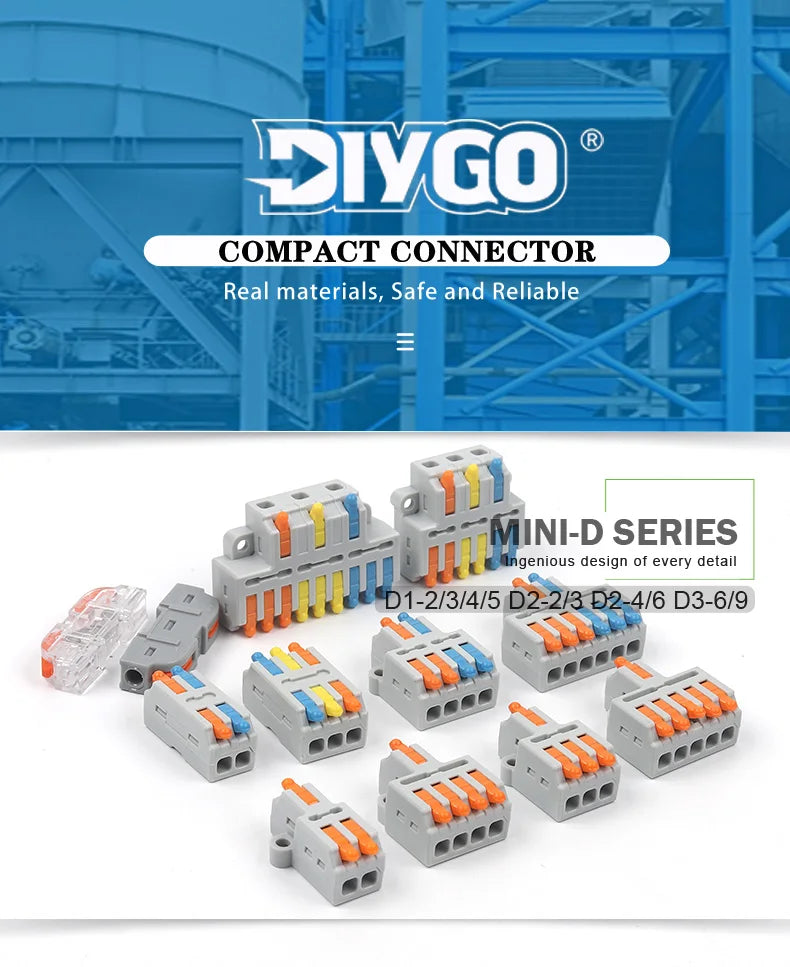 1 In Multiple Out Fast Electrical Wire Connector Universal Compact Cable Splicing Terminal Block Push-in Lever Connector