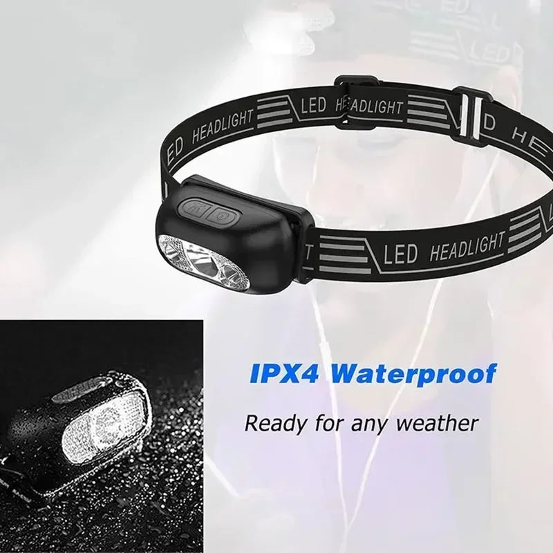 USB Rechargeable Mini Strong Light LED Sensor Headlamp Outdoor Waterproof Work Head Torch Camping Fishing Search Headlight