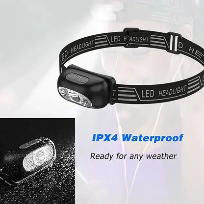 USB Rechargeable Mini Strong Light LED Sensor Headlamp Outdoor Waterproof Work Head Torch Camping Fishing Search Headlight