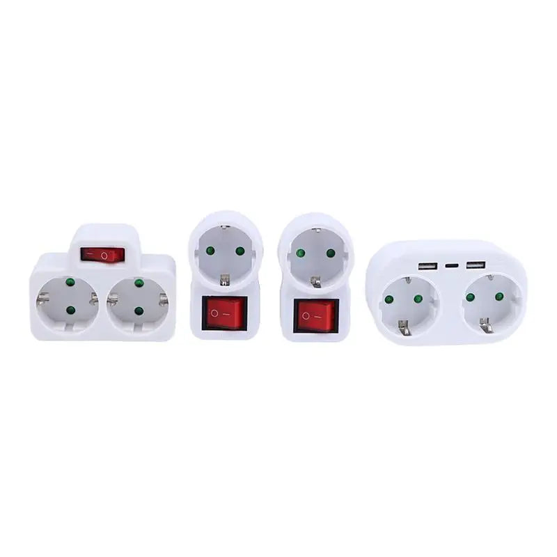 16A Plug Adapter Travel Charging German Standard Power Converter For Portugal Turkey 1 To 3 Plug EU Socket Adapter With Switch