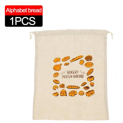 Linen Bread Bags Large Capacity Drawstring Loaf Storage Bags Washable Reusable 3/1Pcs for Pastries Baguette Organizer