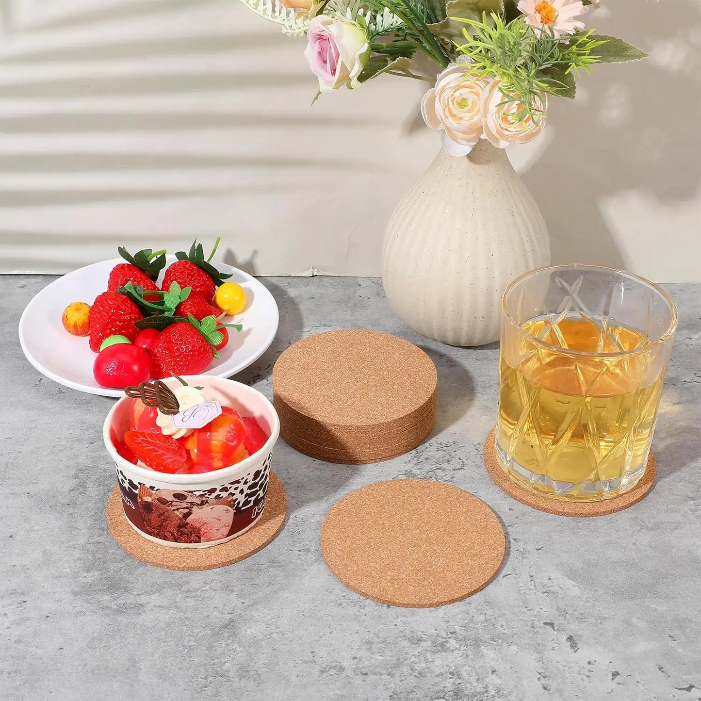 50/1PCS Non-Slip Cork Coaster Natural Round Wooden Cup Mat Heat Insulation Pads Tea Coffee Mug Drinks Holder Table Decoration