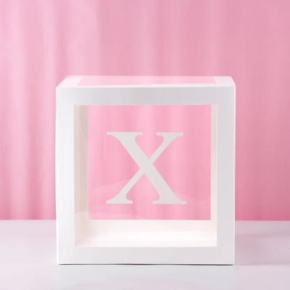 27/25cm Custom Transparent Letter Box A-Z Baby Shower Girl 1st Birthday Party Decoration Kids Wedding Birthday Balloon DIY Box
