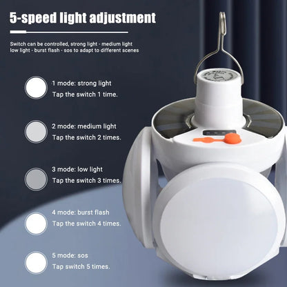 4-leaf Solar  LED Lantern Rechargeable Emergency Flashlight Portable Power Bank Foldable Tent Light for Outdoor Camping Fishing