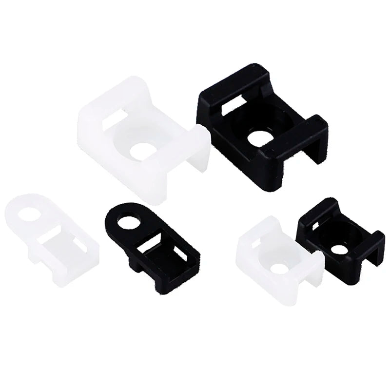 100Pcs/set Plastic Wire Cable Zip Tie Screw Fixing Mount Base Holder