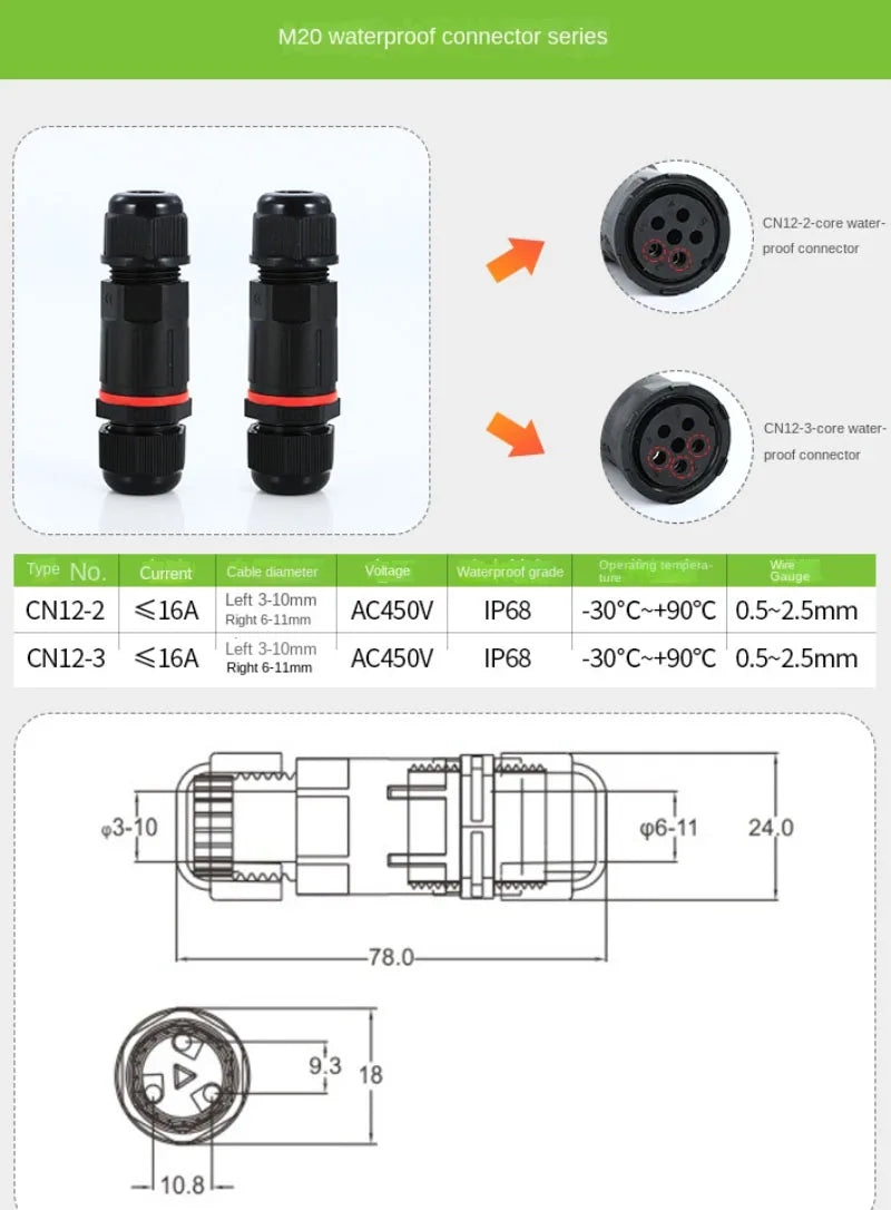 IP68 Waterproof Cable Connector I/T Type Junction Box 2-pin 3-pin 4-pin 5-pin Electrical Terminal LED Lights Wire Waterproof Box