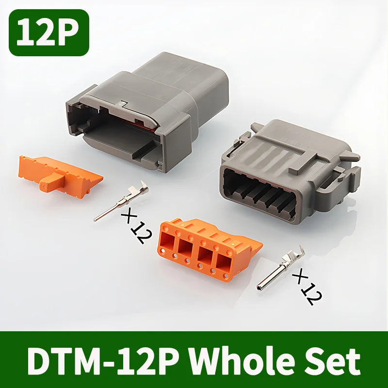 2-12 Pin Way Deutsch DTM Series Connector Male Female Docking Harness Plug 2P 3P 4P 6P 8P 12P DTM04-2P DTM06-2S