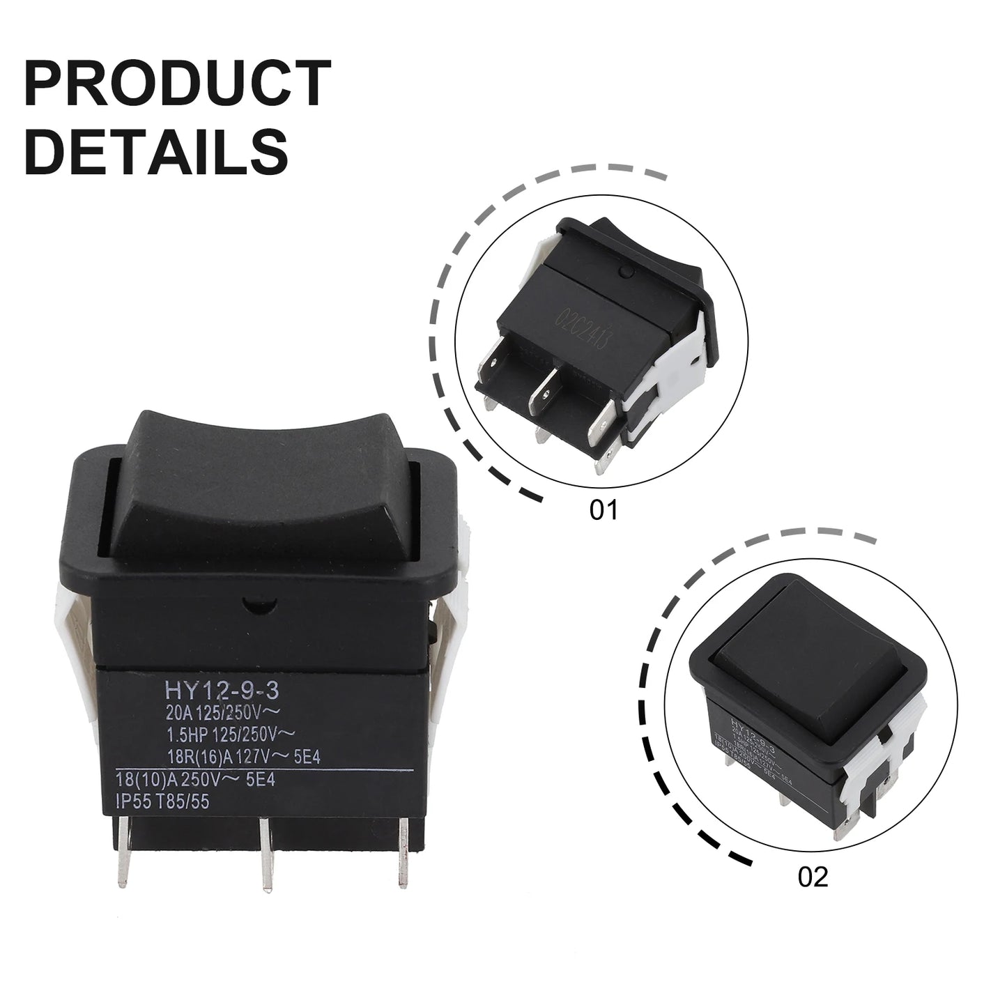6Pins Pushbutton Rocker Switch 125250V 20A for HY1293 Easy Installation and Reliable Performance for Electrical Needs