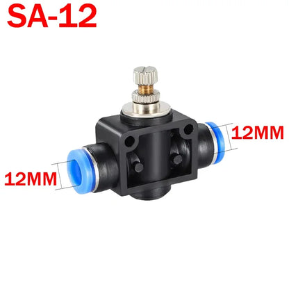 SA Throttle Valve 4-12mm Air Water Flow Control Pneumatic Push In Fittings for Hose Tube Speed Regulation