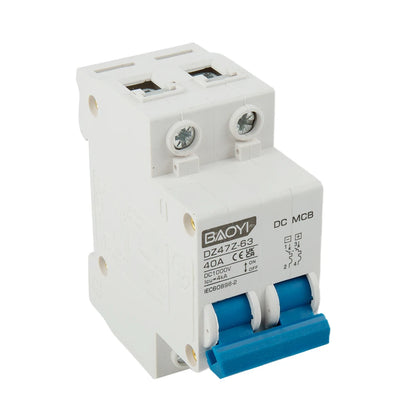 DC Miniature Circuit Breaker 2 Pole 1000V 32 Amp Isolator DC Disconnect Switch Thermomagnetic 10 A-63A 1.42 X 2.95 X 3.15 Inches