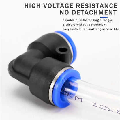 PV Elbow Pneumatic Quick Fitting 4/6/8/10/12mm Air Water Hose Push Connector Industrial Heavy Duty Leak-Proof Seal