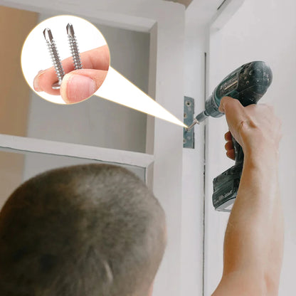 200x Stainless Steel Self-tapping Screws Round Washer Flat Head Cross Phillips Self Drilling Screw Fastener for Wood Sheet Metal