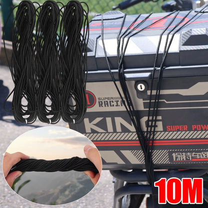 Bungee Cord 10m for Motorcycle Luggage Rope Car Roof Rack Tie Down Strap Elastic Shock Cord for Cargo Net DIY Black 2mm-3mm