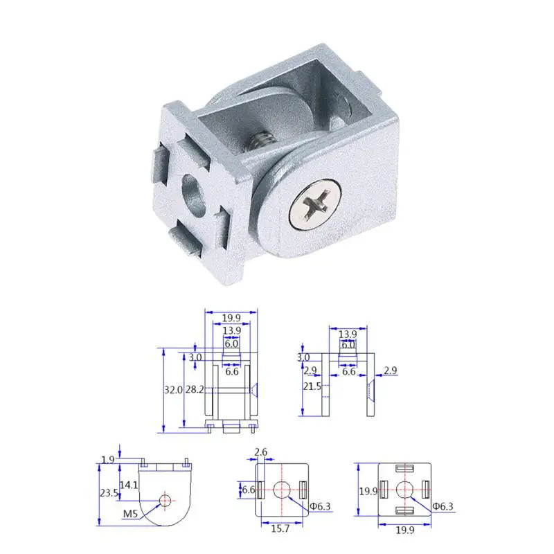 Zinc Alloy Hinge Industrial Aluminum Angle Connector for 20/30/40 Profiles