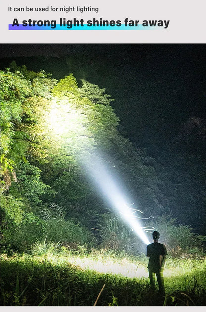 Portable Strong Light LED Zoom Flashlamp Built-in Battery USB Rechargeable with Hook Camping Hanging Lamp COB Side Lamp