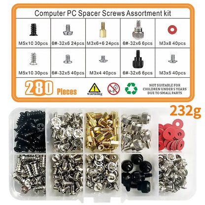 Motherboard Standoffs & PC Screws Assortment Kit — HDD SSD Case Mainboard M3 6#-32
