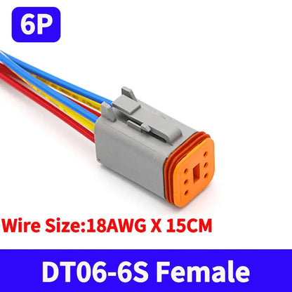 Deutsch DT Waterproof Connector with 15cm Wire DT06-2S DT04-2P 2/3/4/6/8/12 Pin 16-22AWG
