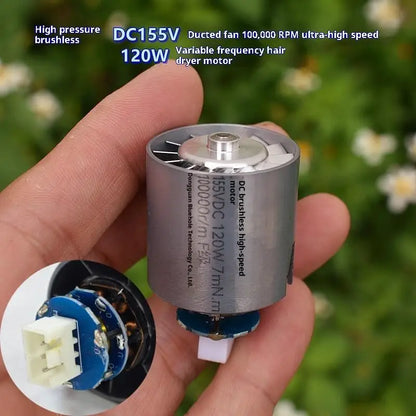 1Pcs High Voltage 100000rpm Ultra High Speed Brushless Motor Impeller Hair Dryer Parts DC155V 120W Micro Brushless Ducted Fan