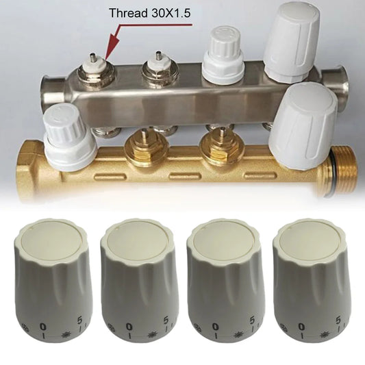 4pcs Heating Valve Temperature Control Valve Rotating Handwheel M30 * 1.5 Nderfloor Heating Manifold Handwheel Thermostatic