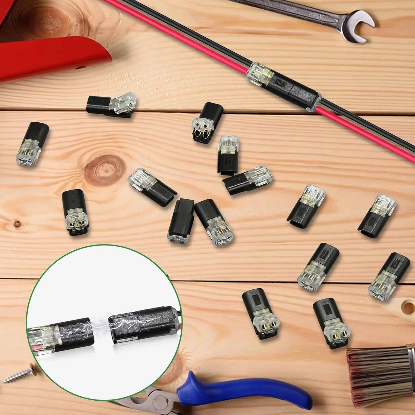 Double-Wire Electric Plug-in Connectors with Buckle Terminal Block Waterproof Cable Clamps Quick Connect Snap for Secure Wiring
