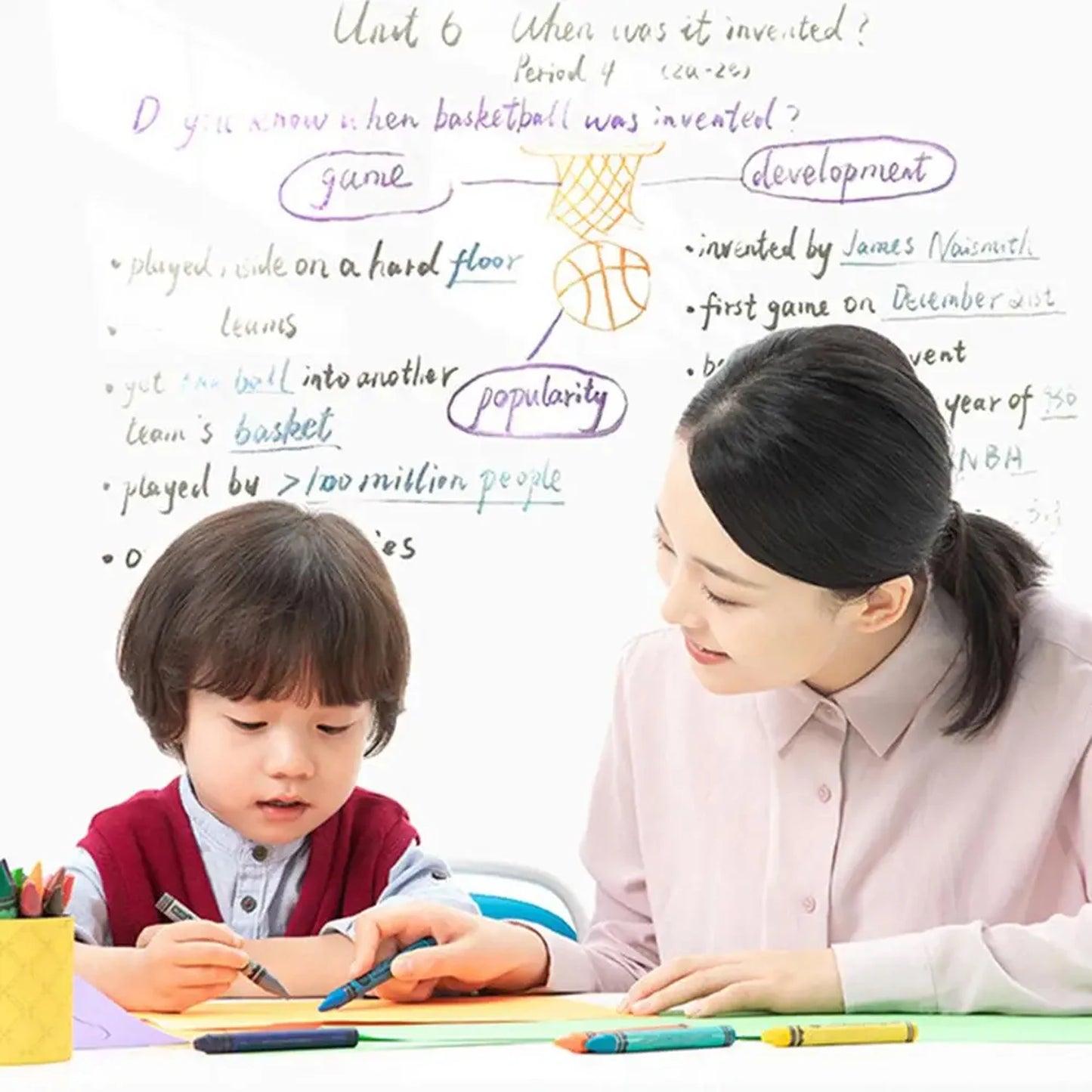 Electrostatic Whiteboard Wall Sticker – Premium Static Cling, No Damage, Easy to Clean & Reusable for Home, Office & School