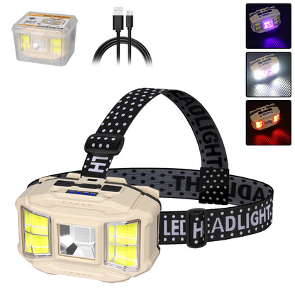 COB LED Induction Headlamp USB Rechargeable 5 Mode 18650 Headlight