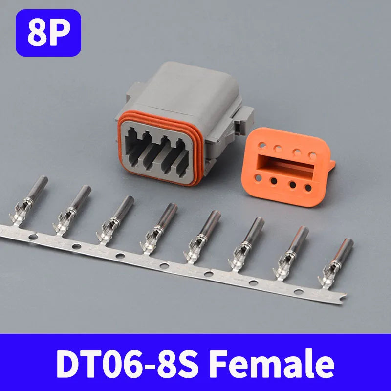 Deutsch DT 8-Pin Waterproof Connector Set DT04-8P DT06-8S 16-22AWG Male Female