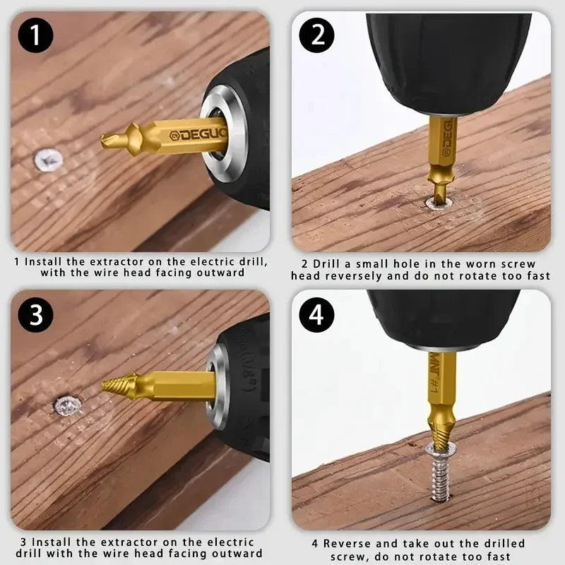 Screw Extractor Drill Bit Set Bolt Remover Tool 4/6pcs