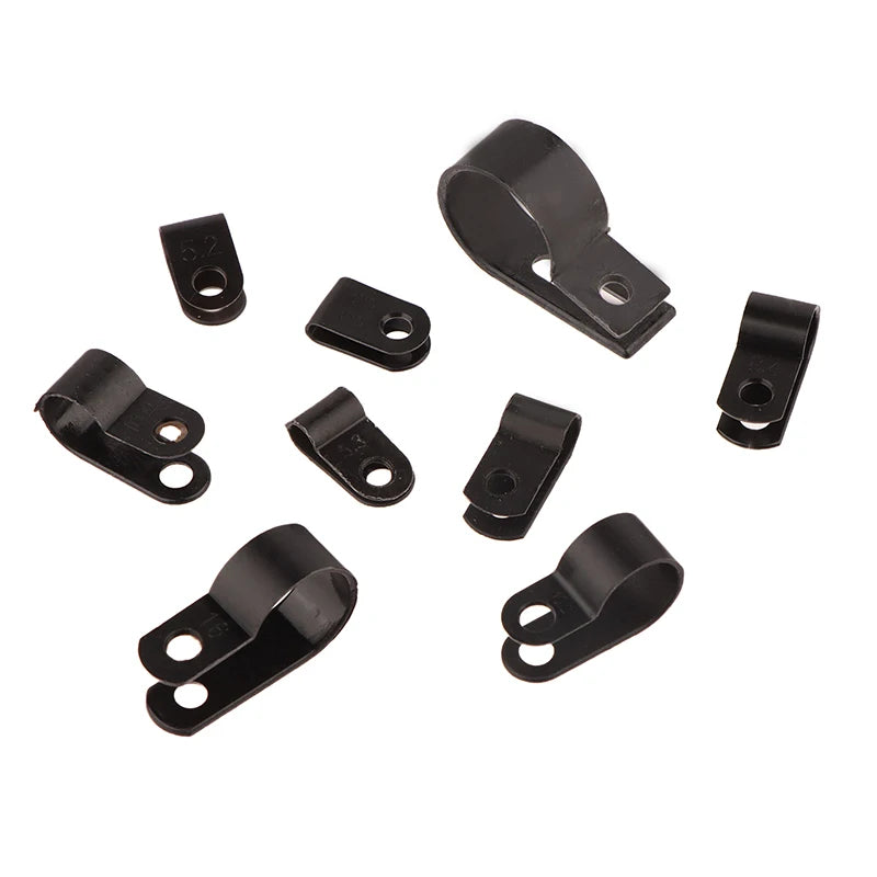 100Pcs/Pack U-Type R-Type Nylon Clamp Cable Clips Plastic Hose Fasteners Mount Fix Hardware Electrical Fitting Wire Management