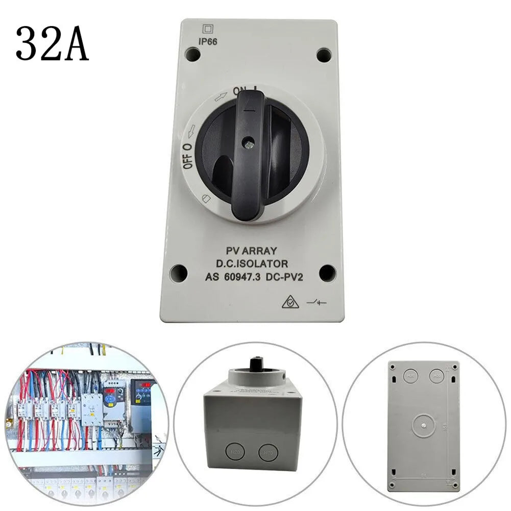 50 60HZ Isolation Switch Isolation Switch From 300V To 1000V Gray Plastic Silver Contacts 32A 1000V Above 440V