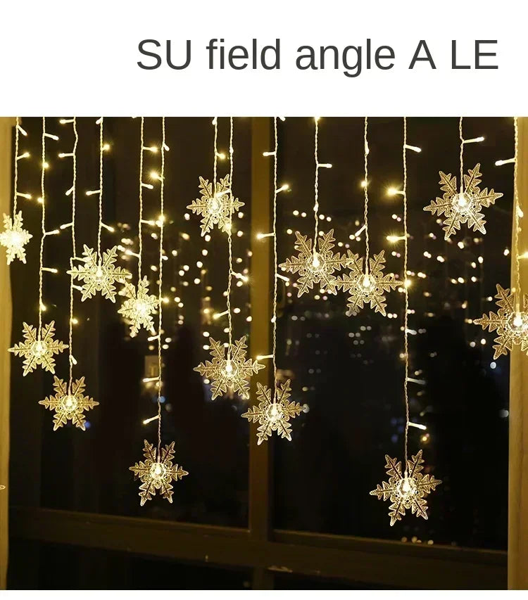 Xmas Valentine's Day Snowflake String Lights LED 8 Modes Home Garden Indoor Outdoor Party Decor Garland for Bedroom New Year