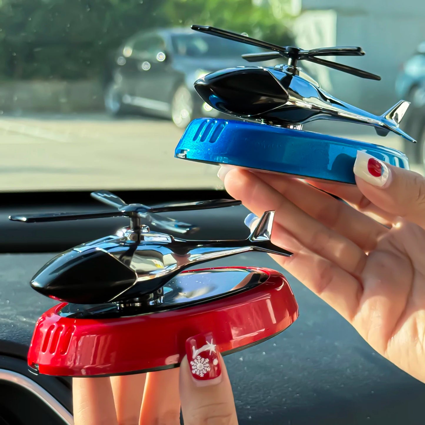 Solar Powered Rotating Helicopter Air Freshener Aromatherapy Decor