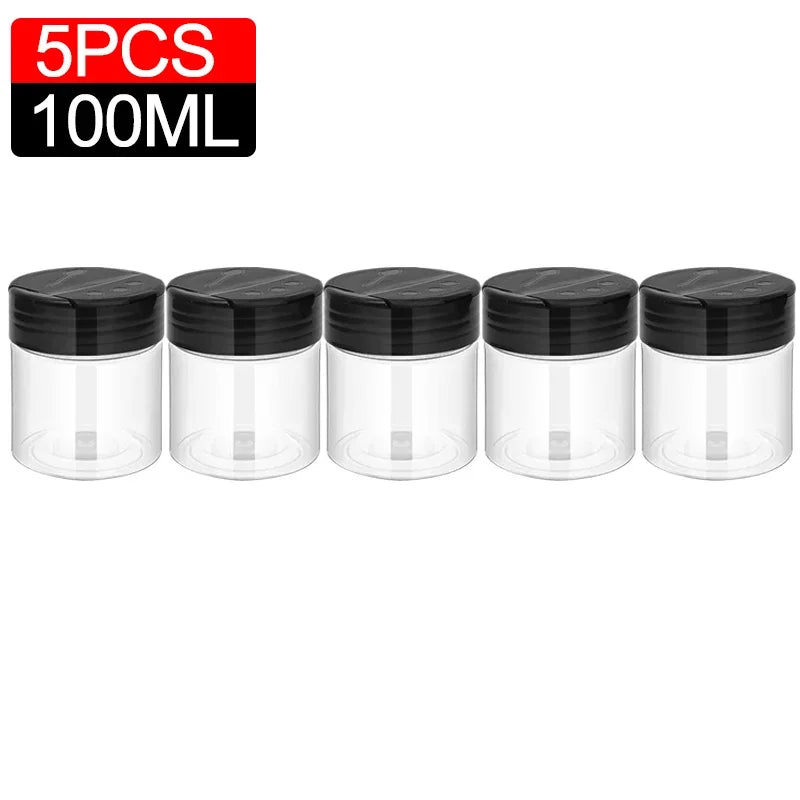 1/10Pcs Plastic Spice Jars with Shaker Lids Kitchen Empty Salt Pepper Condiment Powder Barbecue Seasoning Bottles Container
